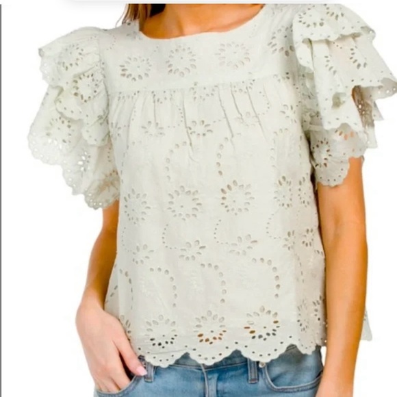 7 For All Mankind Eyelet Top size small - Picture 1 of 10